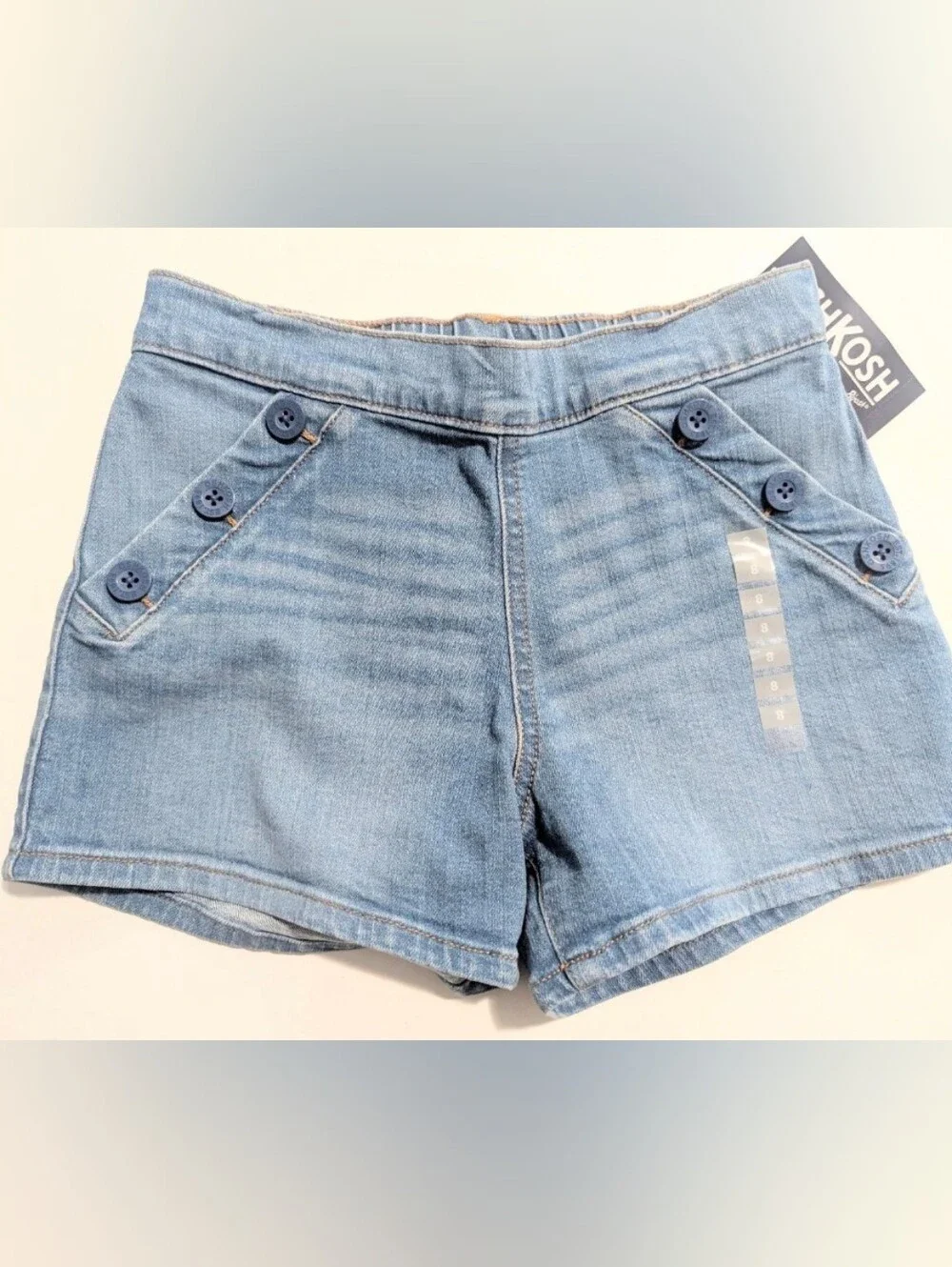 Girls Denim Button-Pocket Shorts